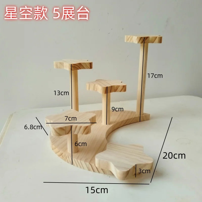 Home Storage Wood Handmade Storage Holders Desktop Doll Handmade Character Blind Box Ladder Storage Display Stand Organizer