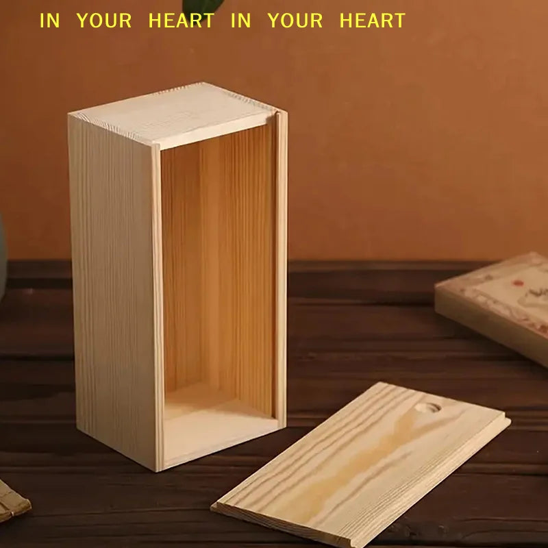 【X】Home Storage Case Wooden Storage Keepsake Box Wooden Box Pine Pull Box Jewelry Organizer Sliding Cover Wooden Box