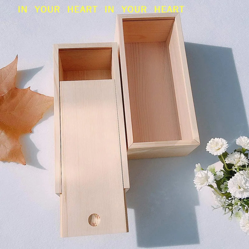 【X】Home Storage Case Wooden Storage Keepsake Box Wooden Box Pine Pull Box Jewelry Organizer Sliding Cover Wooden Box