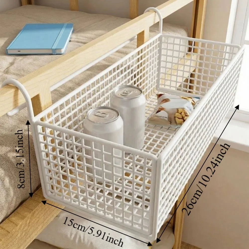 Home Storage Hollow Hanging Storage Rack Iron Holder Bedside Hanging Basket No Drill Large Capacity Space-Saving Shelf Bathroom