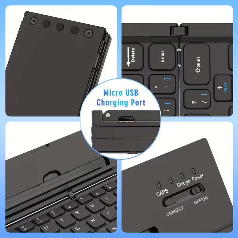 Folding Wireless Keyboard Foldable Portable
