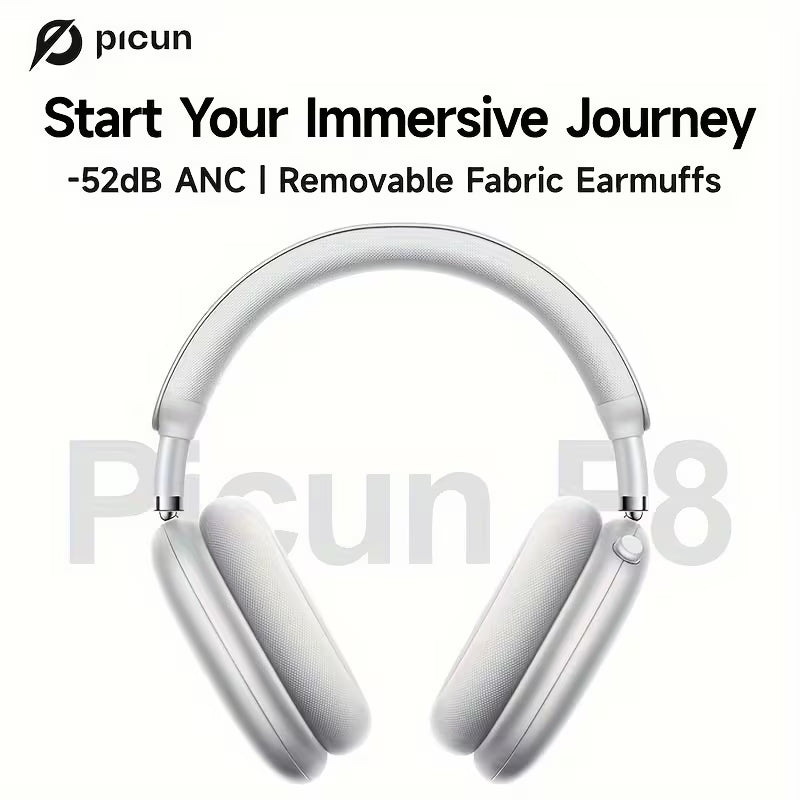 Picun Hybrid Active Noise Cancelling Headphones with Multiple Modes, Wireless Over-Ear Headphones, 140H Playtime, Head Tracking, USB-C Charge, Travel, Office