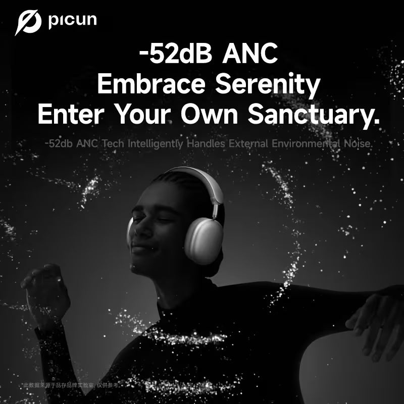 Picun Hybrid Active Noise Cancelling Headphones with Multiple Modes, Wireless Over-Ear Headphones, 140H Playtime, Head Tracking, USB-C Charge, Travel, Office