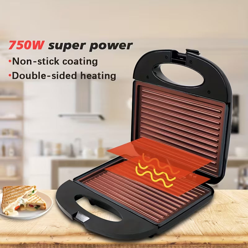 Nirva Electric Sandwich Toaster & Panini Press with Non-Stick Removable Plates
